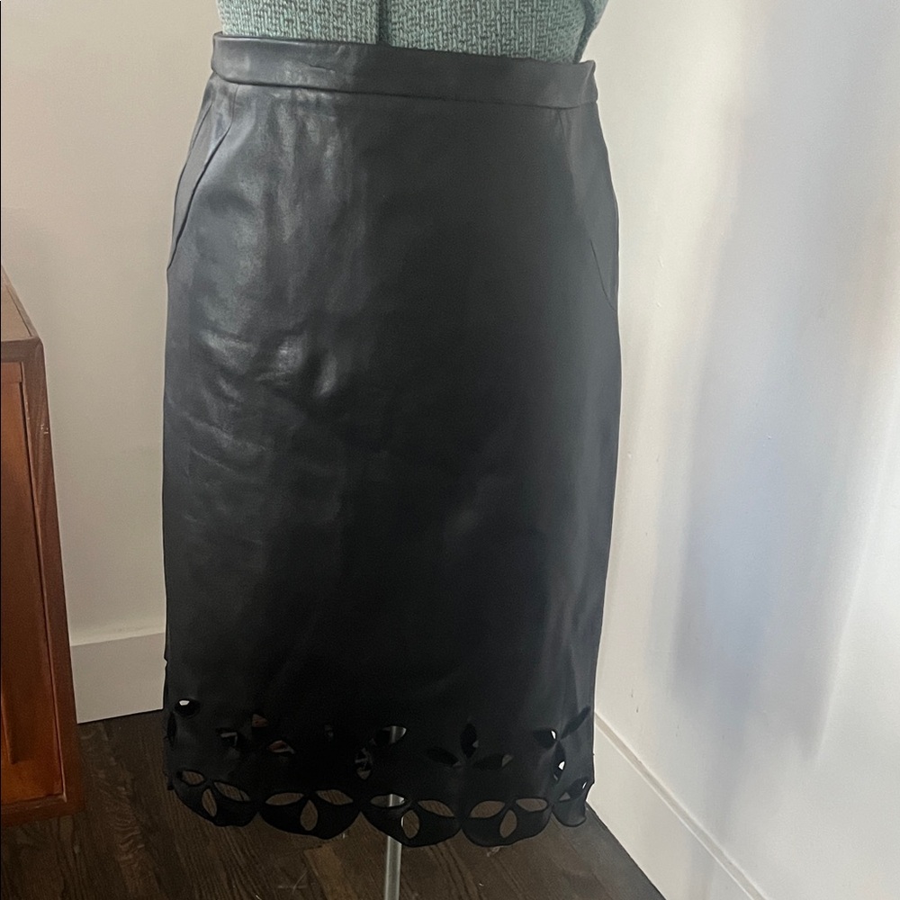 Catherines Black Faux Leather Pencil Skirt